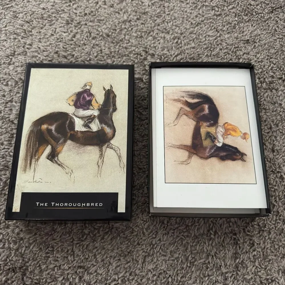 Vintage Hallmark Thoroughbred Note Cards Blank Stationery Boxed Set Horse Racing